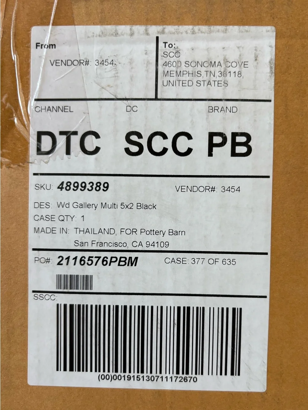 Pottery Barn Wood Gallery 10 Opening 4x4 Collage Frame, Black, NIB